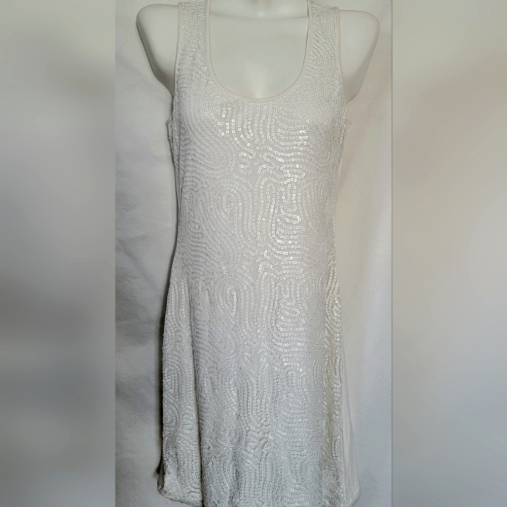 Calvin Klein Embellished Cream Dress